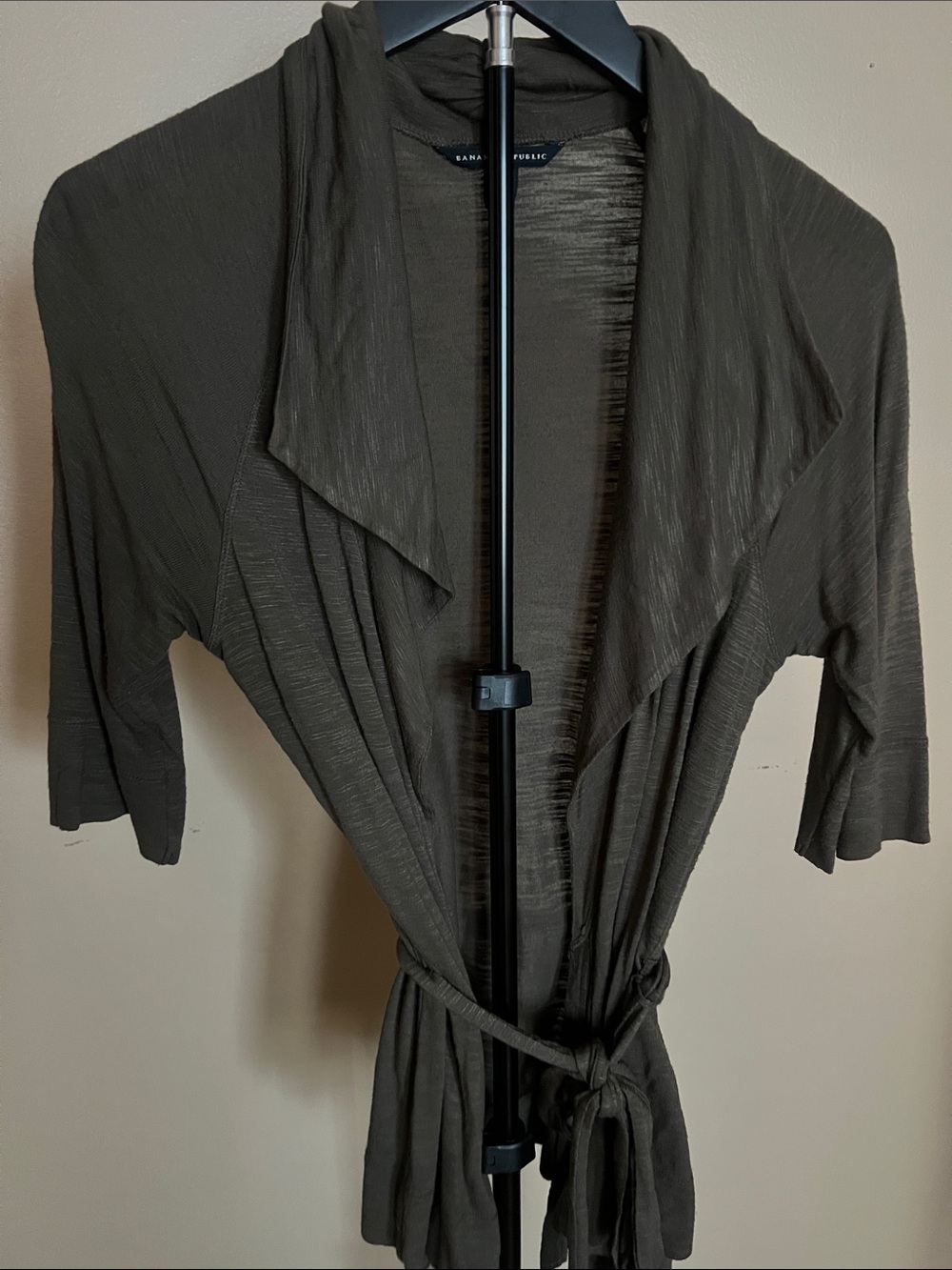 Lightweight Olive Open-Front Wrap Cardigan